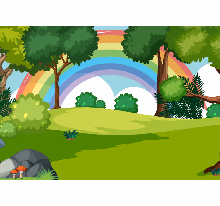 Fototapete Kinderzimmer Regenbogen im Wald - TenStickers
