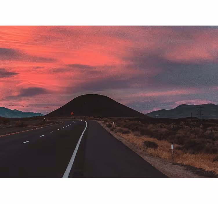 Fototapete landschaft wüsten sonnenuntergang straße - TenStickers