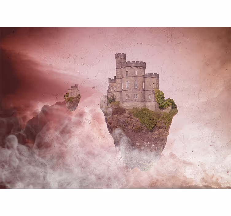 Fototapete fantasie schwebendes schloss landschaft - TenStickers