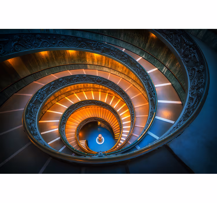 Fototapete landschaft mit spiraltreppenbeleuchtung - TenStickers