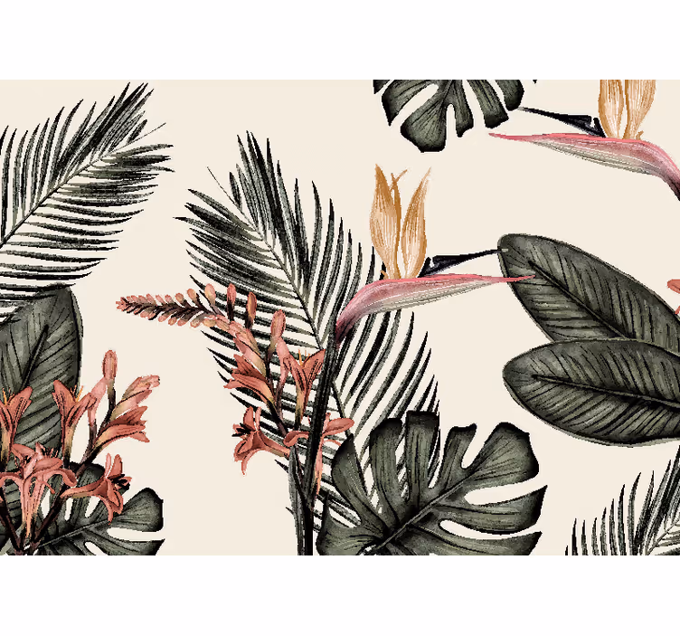 Fototapete blumen exotische vogel-oase - TenStickers