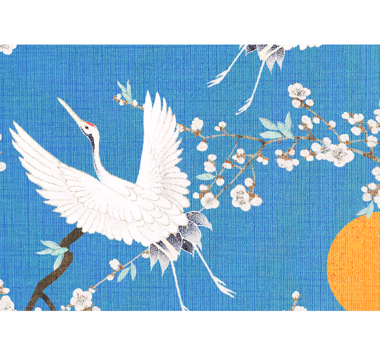 Fototapete löwe mit anmutigen kranichblüten - TenStickers