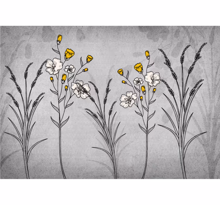 Fototapete blumen vintage blumen skizzen - TenStickers