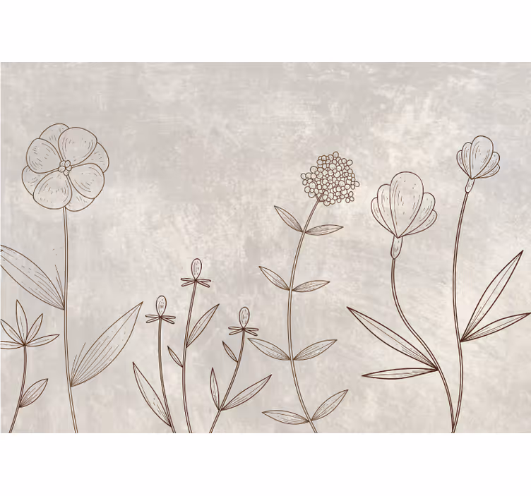 Fototapete Blumen Wiese im skandinavischen Stil - TenStickers