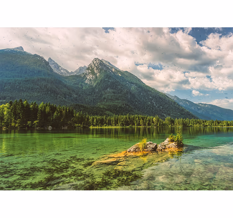 Fototapete landschaft bergsee spiegelung aussicht - TenStickers
