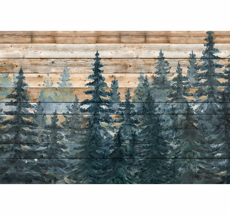Fototapete Wohnzimmer ruhiger kiefernwald - TenStickers