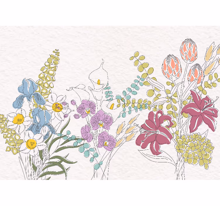 Fototapete Panorama blumenmuster - TenStickers