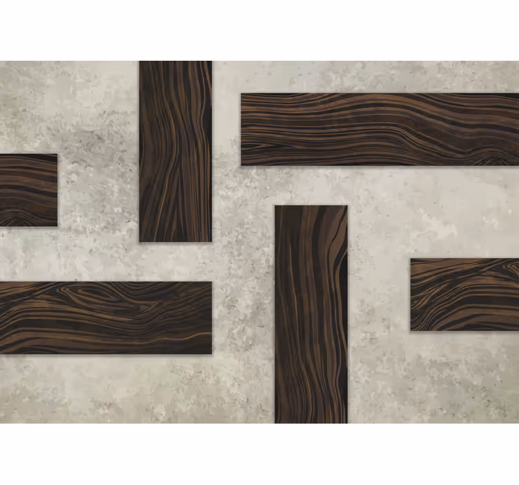 Fototapete Badezimmer Holz auf Beton - TenStickers
