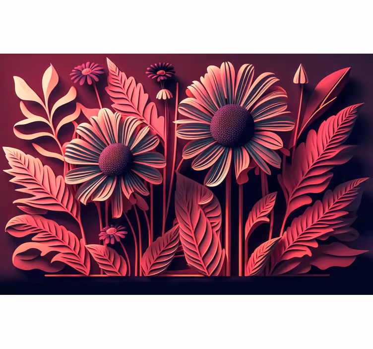 Tapete 3D große Blumen Magenta - TenStickers