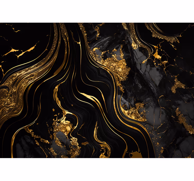 Fototapete Wohnzimmer Marmordesign Schwarz Gold - TenStickers