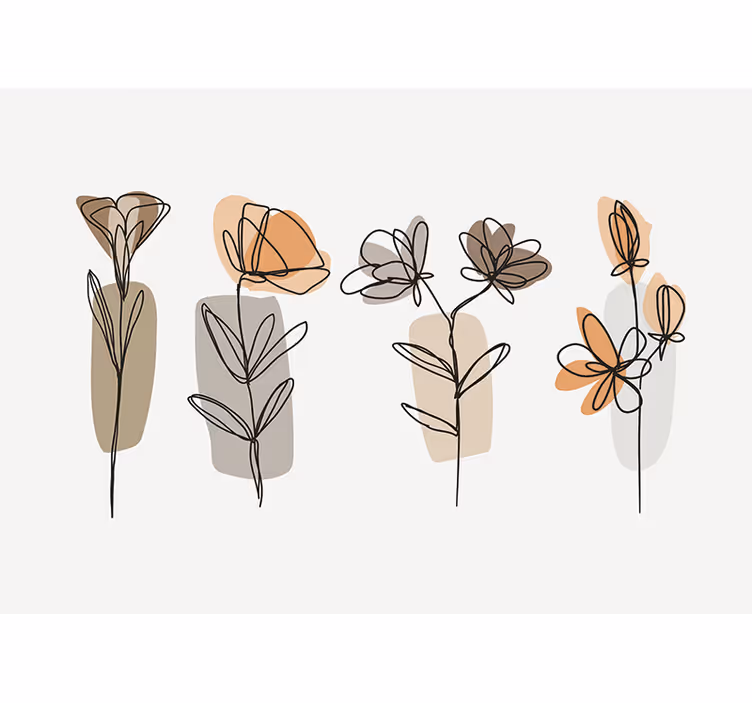 Fototapete Blumen gezeichnet minimalistisch - TenStickers