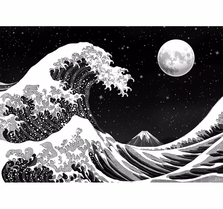 Fototapete Japanische Kanagawa Welle Nacht - TenStickers