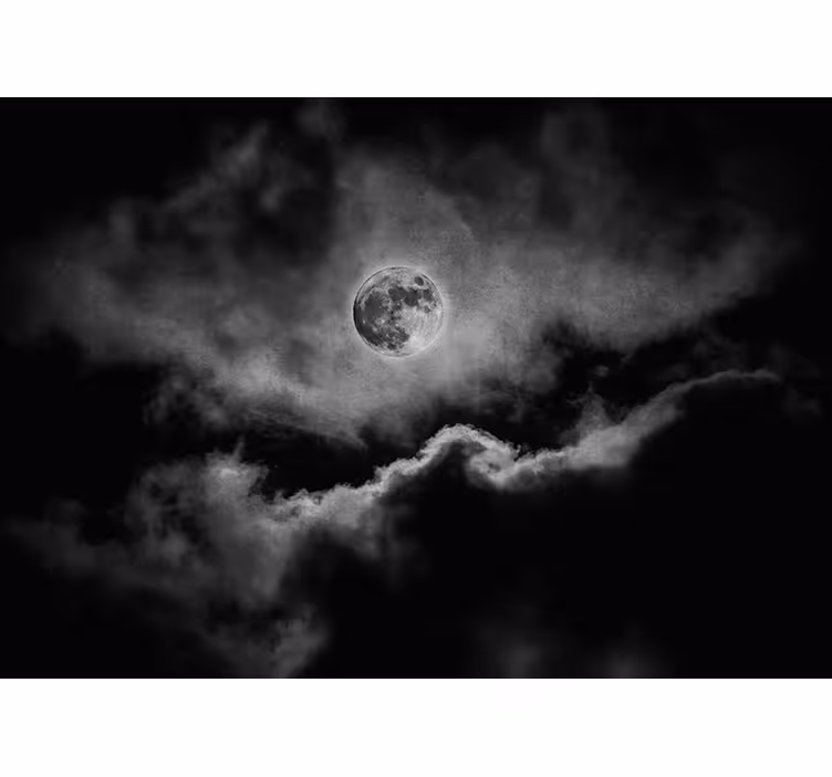 Schlafzimmer Tapete düsterer Mond und Wolken - TenStickers
