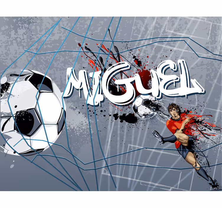 Personalisierte Fototapete mit Namen Fußballspieler - TenStickers