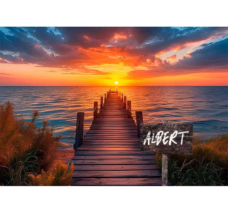 Fototapete Jugendzimmer Sonnenuntergang mit Namen - TenStickers