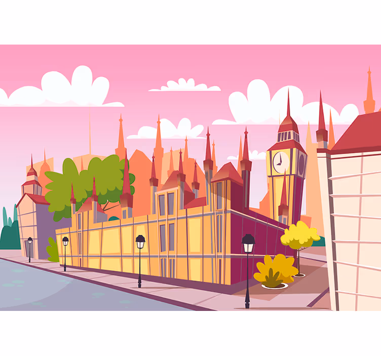 Fototapete London cartoon-stadtbild - TenStickers