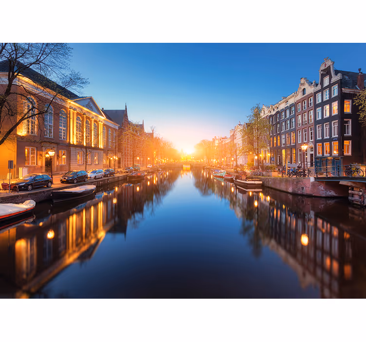 Fototapete amsterdam kanal bei dämmerung - TenStickers