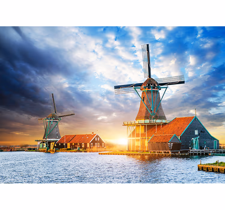 Fototapete Städte Amsterdam Windmühle Sonnenuntergang - TenStickers