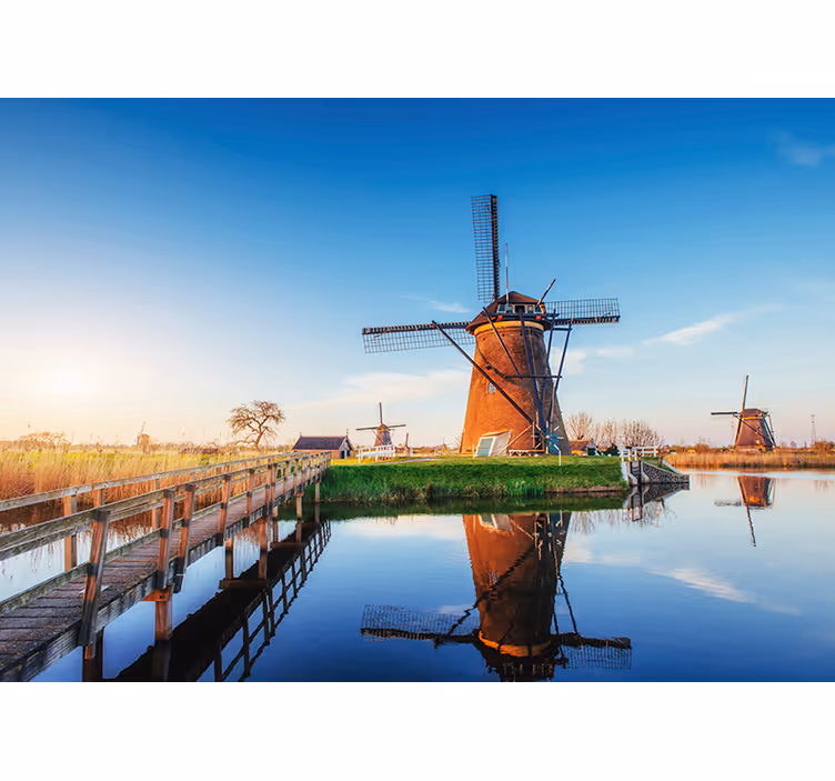 Fototapete Städte Amsterdam Windmühlen Landschaft - TenStickers
