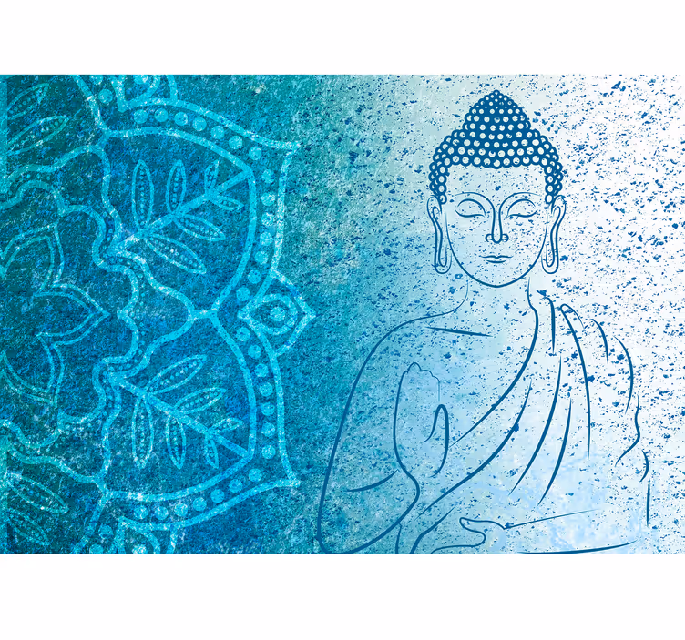 Fototapete Mandala Buddha in Blautönen - TenStickers