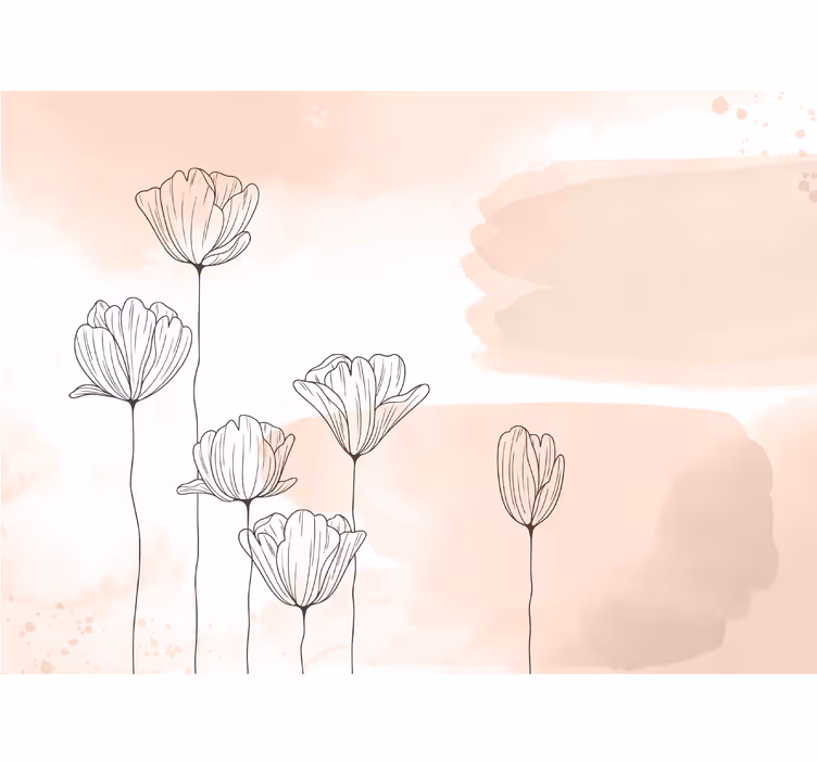 Fototapete Andere Blumen gezeichnete Pflanzen - TenStickers