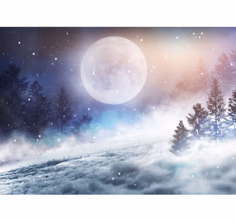 Schlafzimmer Tapete Fantasiewald mit vollmond - TenStickers