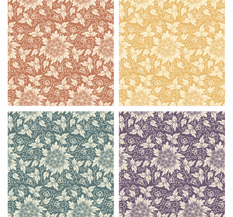 Vintage untersetzer mit floralem muster in quadratisch - TenStickers