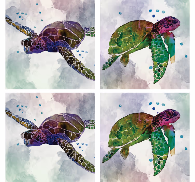 Bunte abstrakte Schildkröten Untersetzer Set - TenStickers