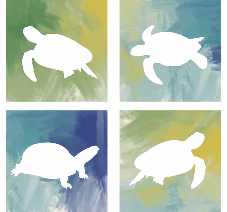 Untersetzer geek bunte schildkröten silhouetten - TenStickers