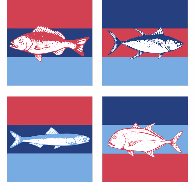 Untersetzer stilisierte fischillustrationen - TenStickers