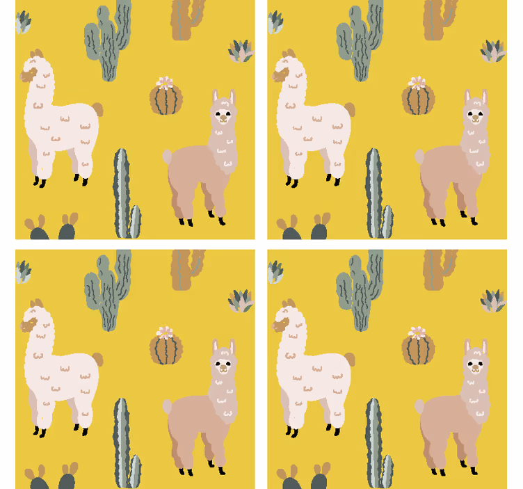 Untersetzer geek lama- und kaktus-muster - TenStickers