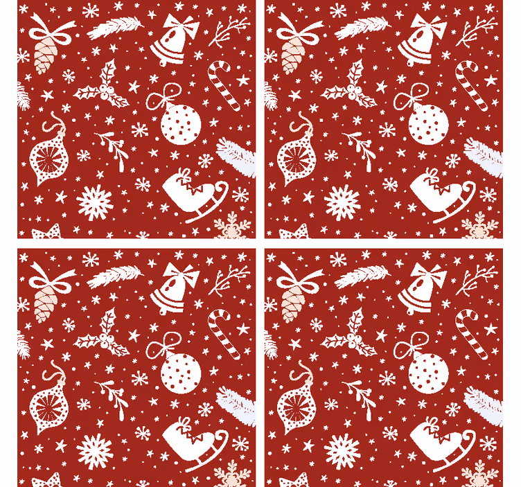 Untersetzer Weihnachten Rotes Weihnachtsmuster - TenStickers