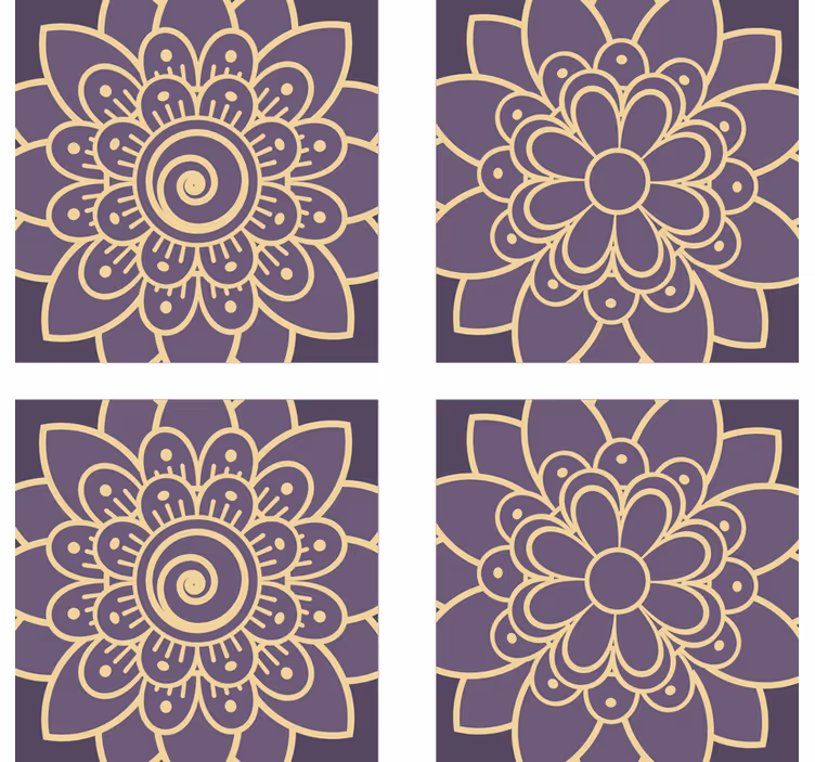Untersetzer mit blumigen goldenen mustern - TenStickers