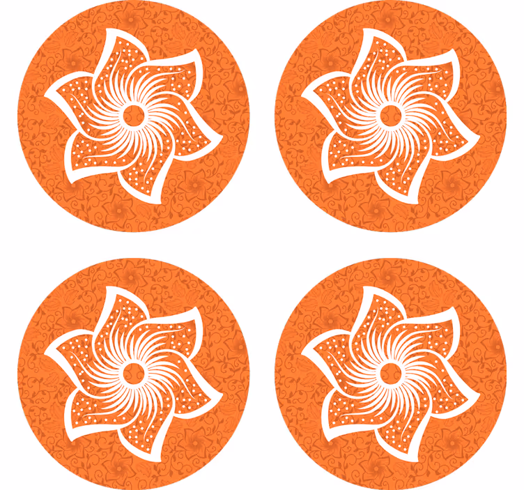 Bierdeckel im stilvollen orangefarbenen blumenmuster - TenStickers