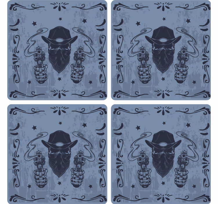 Untersetzer geek cowboy mit doppelwaffen - TenStickers