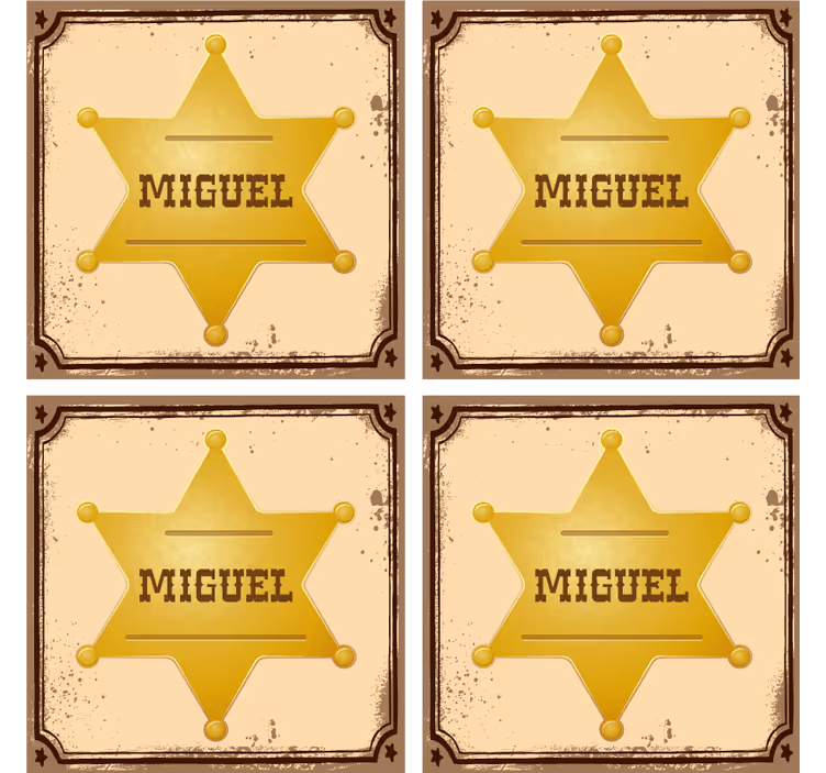 Sheriff abzeichen mit Namen personalisierte Untersetzer - TenStickers