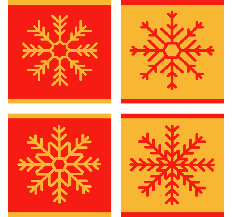 Untersetzer weihnachten rot gelbes schneeflockenmuster - TenStickers