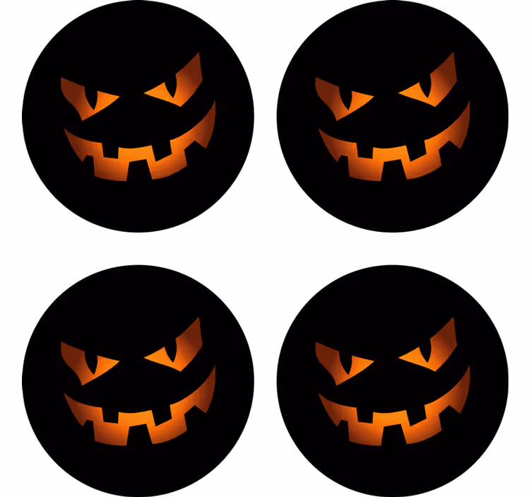 Untersetzer halloween kürbis gesicht set - TenStickers