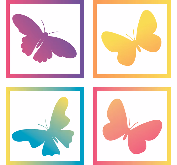 Untersetzer modern schmetterlingssilhouetten bunt - TenStickers