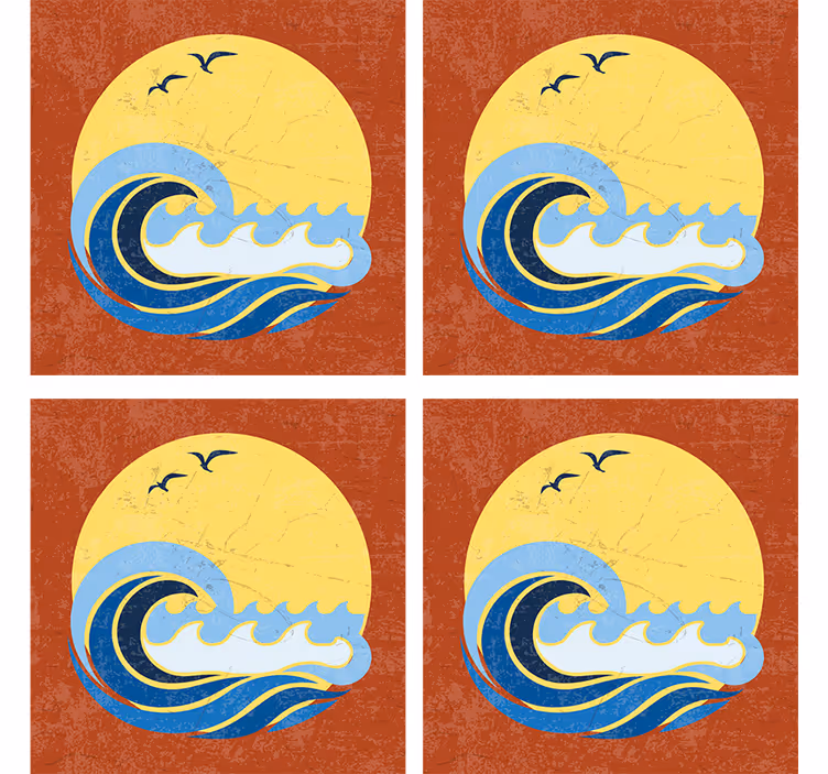 Untersetzer geek im sonnenuntergang-wellen-design - TenStickers