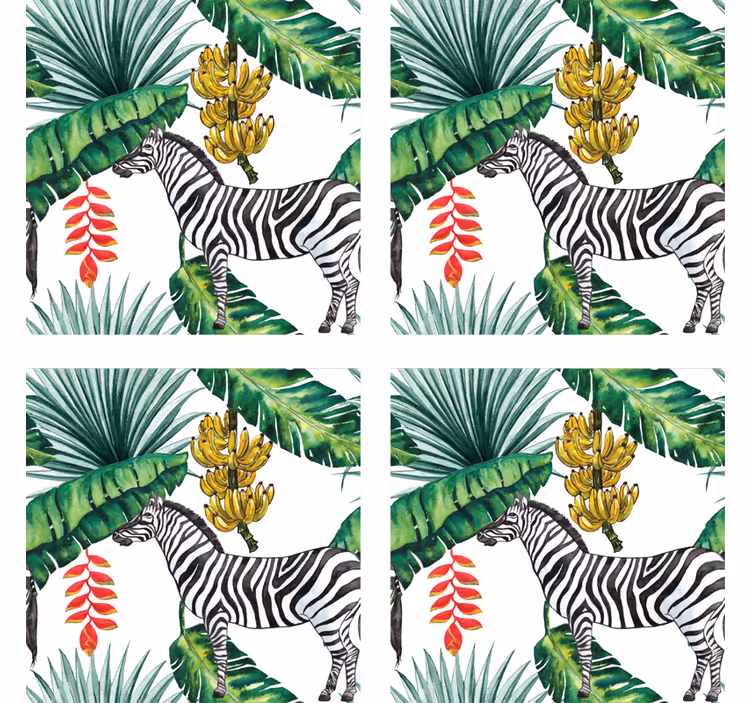 Untersetzer geek zebra und tropisches laub - TenStickers