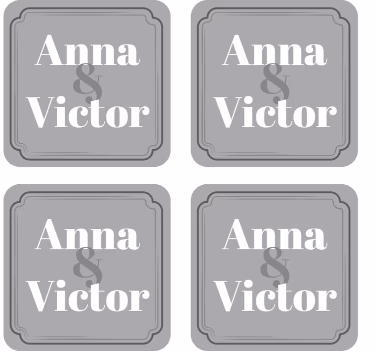 Bierdeckel hochzeit mit personalisierten initialen - TenStickers