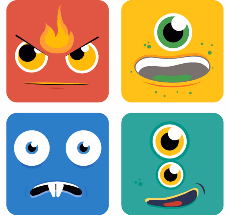 Untersetzer geek mit bunten monsterfaces - TenStickers