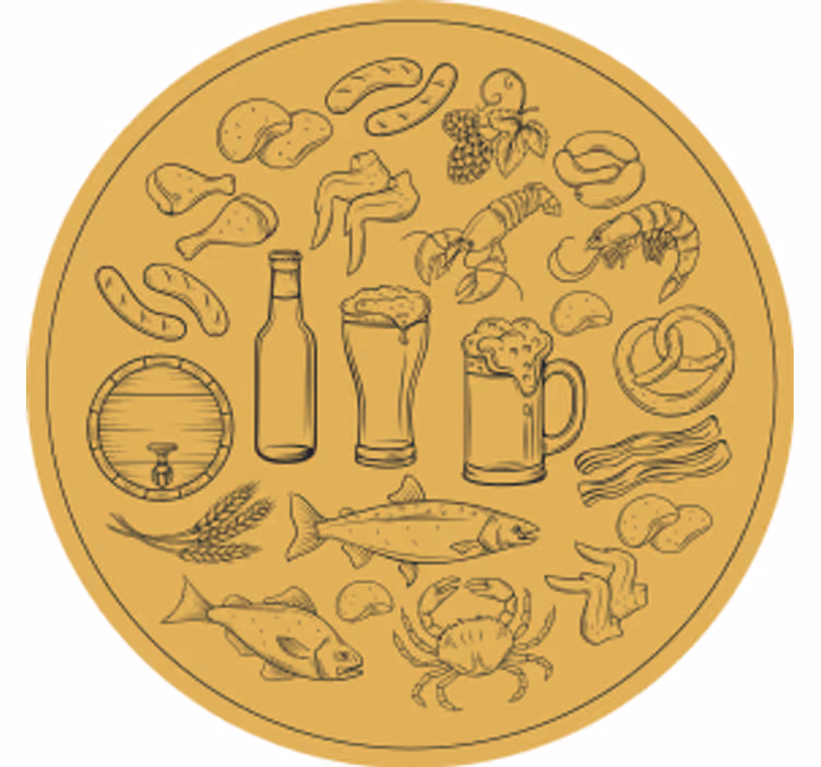Bierdeckel mit icons für essen und getränke - TenStickers