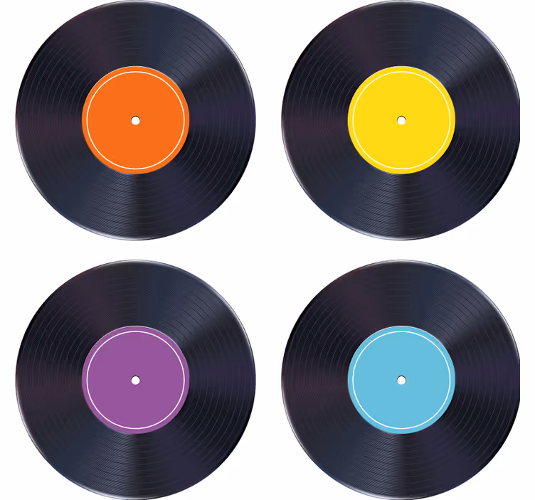 Vintage untersetzer bunte vinyl-schallplatten - TenStickers