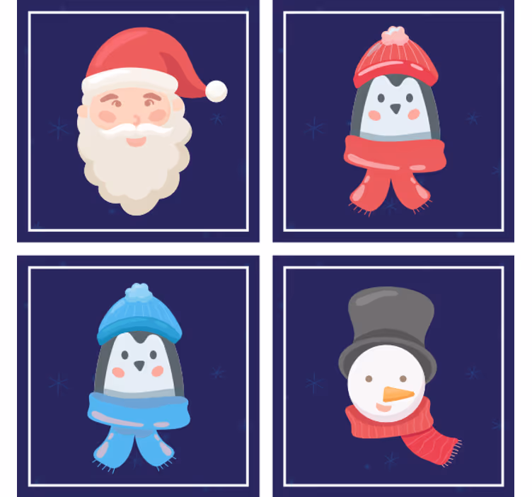 Untersetzer weihnachten weihnachtsmann und schneemänner - TenStickers