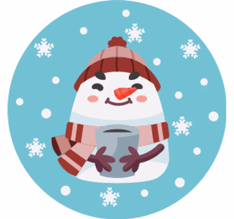 Untersetzer weihnachten schneemann mit tasse - TenStickers