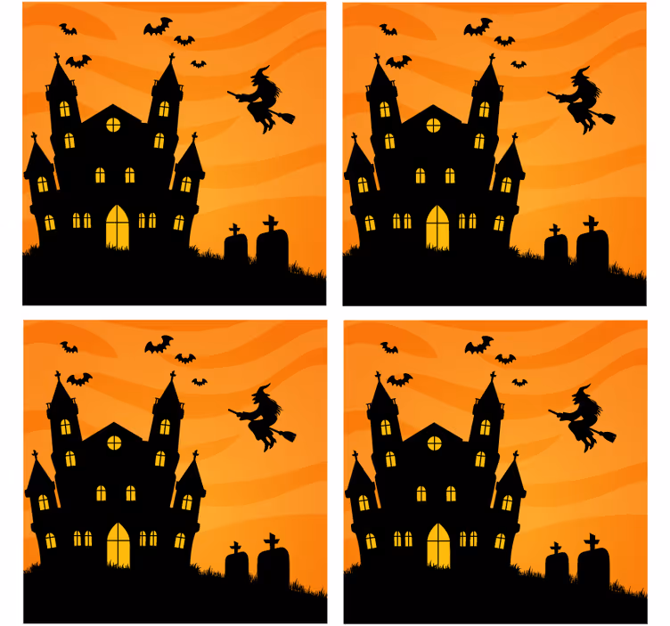 Untersetzer halloween gespenstisches haus silhouette - TenStickers