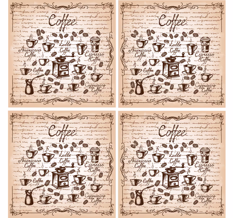 Untersetzer personalisiert mit kaffeetypen illustration - TenStickers