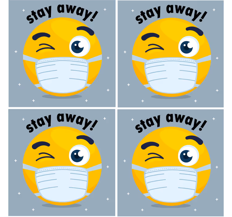 Untersetzers mit zwinkerndem emoji in maske - TenStickers